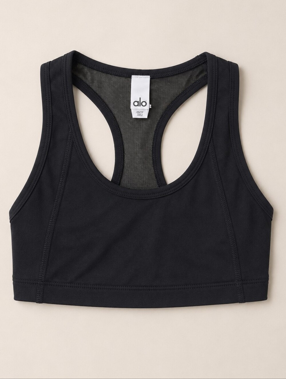 Alo Black Mesh Racerback Sports Bra Womens XS Athletic Yoga Performance Gorpcore
